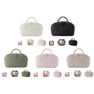 MOJOYCE Travel Makeup Bag Open Flat Portable Pouch Purse Puffer Waterproof Toiletry Bag Travel Organizer for Women Travel Makeup