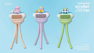 Oldlaiben Swim Ring Stroller Fan USB Rechargeable Portable Stroller Fan 3 Speed Settings 360° Rotating Clip-On Cooling Baby