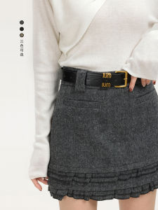 High Waist A-Line Skirt with Ruffle Splicing Design Bodycon Half-length Spring Fashionable Vintage Style Short Skirt