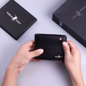 William POLO Men Wallet Original PU Leather Short Purse Large Capacity Card Bag Kulit Dompet Lelaki Pendek 保罗男士短款钱包