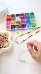 ชุดลูกปัดเม็ดทราย 24 สี 3 มม.  [พร้อมส่ง] งานแฮนด์เมด DIY สำหรับทำเครื่องประดับ สร้อยคอ สร้อยข้อมือ แหวน