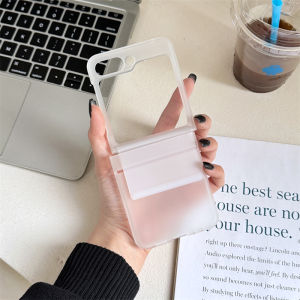 KISSCASE Slim HD Clear Phone Case for Samsung Z Flip 6 Flip 5 Case with Rotary Shaft Hardware Buckle Protection for Galaxy z Flip6 Flip5 Flip4 Flip3 5G Skin Feeling Scrub PC Hard Shell