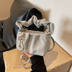 Fashionable Pleated Design Small Square Bag Womens Single Shoulder Bag Casual Crossbody Bag Simple Summer Trendy Leisure