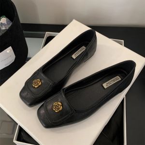 Low Heel Mary Jane Shoes Womens Spring Autumn 2025 New Small Fragrance Style Flat Soft Bottom Bean Bean Shoes Single Shoes