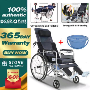 Wheelchair For Adult Folded High Back Full Lying Reclining Multifunction Portable Lightweight Aluminum Alloy Steel Structure Safe Wheel Chair With Toilet Troliey Wheelchair For Senior eIderly for the eIderly paralyzed trolley scooter