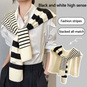 YIHVF493167 Versatile Stripes Shawl Plus-Sized Lightweight Knitted Wrap Casual Neck Protection for Women