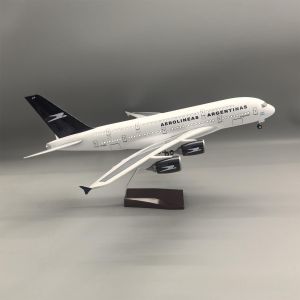 47cm Scale Planes A380 Argentina Airways Resin Diecast Airplanes Model Kit With Base Static Decoration Collected Gift By Aviatio
