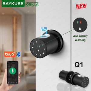 RAYKUBE Q1 Electronic Lock Tuya Cylindrical fingerprint Electronic Code Lock Smart Lock Knob Bluetooth Smartlife APP Control