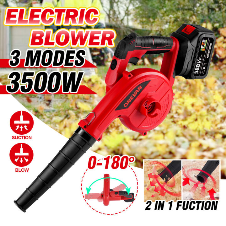 ONEVAN 3500W 2 In 1 Foldable Cordless Electric Air Blower 3 Gear Speed Blowing Suction Leaf Blower Dust Cleaner Garden Cordless Blower Vacuum Clean Air Blower For Makita 18V Battery Lazada