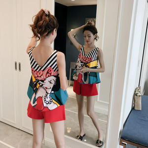 Summer Dress Western Style Youthful-Looking Socialite  Sleeveless Shorts Vest Suit Skirt Simple Slimming Fashion Two-Piece Suit