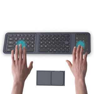 JOMAA Tri-Fold Wireless Keyboard with Touchpad Numberic Pad Bluetooth Folding Keyboard for iPad Phone Laptop Slient Click