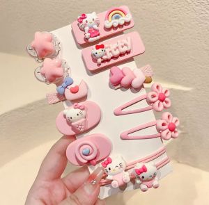 Set kẹp tóc và dây cột tóc 12 chi tiết họa tiết hoạt hình dễ thương cho bé gái