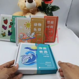 BabySPA 60pcs / Box Children’s Paper Cutting Activity 60pcs Coloured Characters Paper with Safe DIY Hand-Cut Art Craft Kids Educational Toys Scissors