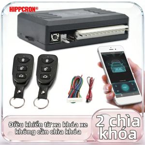 HIPPCRON 12V Hệ Thống Khóa Trung Tâm Từ Xa Trên Ô Tô Báo Động Khóa Cửa Không Cần Chìa Khóa Với 2 Điều Khiển Từ Xa Và Điều Khiển Bằng Ứng Dụng Màu Đen