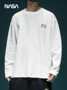 Áo Thun Nam Tay Dài Màu Đen Rộng Rãi Cổ Tròn Đơn Giản Cotton Mùa Thu Thường Ngày NASA CISS