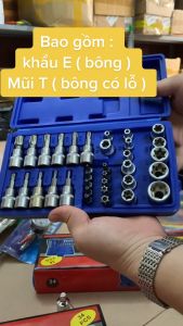 Bộ khẩu E 34 chi tiết chuyên vặn ốc bulong chìm dạng sao hoa thị