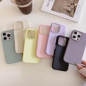Ultra Thin Matte Striped Minimalist Luxury Phone Case For IPhone 17 Pro Max 16 15 14 13 Pro For MagSafe Charge Shockproof Cover