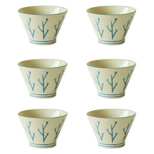 Japanese Style Ceramic Rice Bowl High Aesthetic Single Dining Bowl Dish Home Use Premium Quality Tableware round Shape Stripe Pattern