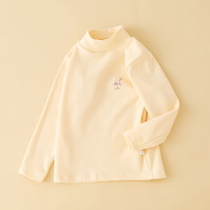 Áo Thun Cotton Dày Dài Tay Cổ Cao Cho Bé Gái Mùa Thu Đông Thường Ngày Thoải Mái Mềm Mại Trang Phục Trẻ Em