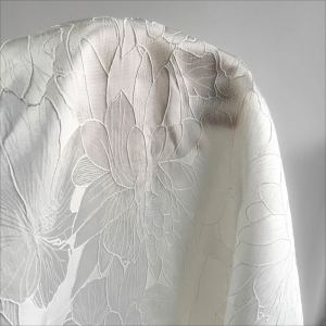 White Lotus Leaf Jacquard Fabric Relief Fabric Sewn Dress Chinese Style Clothing Designer Fabric TJ22597