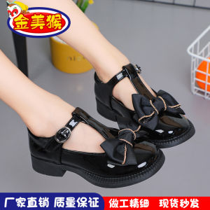 Princess Style Soft Bottom Girls Shoes Fashionable Spring Autumn New Arrival Childrens Footwear PU Leather round Toe Rubber Sole