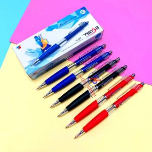 Hộp 10 Cây Bút Bi Bấm 0.7mm Thiên Long TL047 ( Xanh đỏ đen ) - Học Sinh Store
