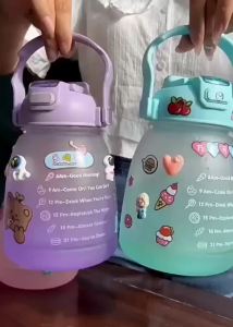 Bình Nước Thể Thao Lớn 1.3L Dành Cho Nữ Có Ống Hút Màu Sắc Chuyển Sắc Nhựa Thân Thiện Với Môi Trường Bình Di Động Dùng Cho Chạy Bộ Ngoài Trời