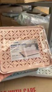 Khay úp cốc khay trà vuông Việt Nhật 5658 2 lớp có khay hứng nước gọn nhẹ tiện ích