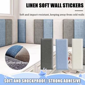 20x50cm childrens anti-collision strip self-adhesive linen headboard waterproof anti-collision soft bag DIY home decoration 3D childrens room safety protection self-adhesive wall sticker tatami soft bag self-adhesive Thickened Wall Stickers