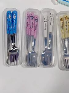 Gratis Ongkir - Set Alat Makan Karakter / Peralatan Makan Stainless Steel Portable