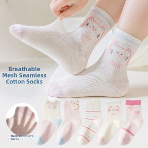 Miiow | Breathable Thin Mid-Calf Socks For Girls Summer Cotton Polyester Blend Comfortable Korean Style Cartoon Print Baby New Model