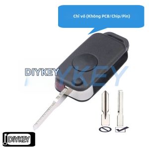 Vỏ Bọc Chìa Khóa Xe Điều Khiển Từ Xa 1 Nút Mercedes-Benz Kiểu Gập Kèm Lưỡi Khóa Thay Thế Chất Liệu ABS + Kim Loại