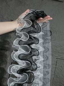 3D Stereo Black White Lace Edging Handmade Diy Hair Accessories Netting Material Pleated Clothing Designer Supplies