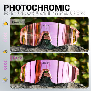 SCVCN Photochromic Pink Cycling Glasses Women Outdoor Sports Eyewear UV400 MTB Mountain Bike Road Bicycle Night Riding Equipment
