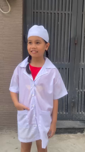 Áo blouse trắng hóa trang cho bé áo blouse trắng bác sĩ trẻ em – Hình thật shop tự chụp