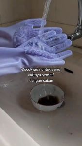 Sarung Tangan Cuci Piring Bahan Silicon & Karet Serbaguna Tahan Panas