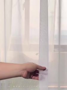 1pc Solid Colour Sheer Curtain Curtains for Living Room Bedroom Home Decoration French Window Screen with Rod Pocket