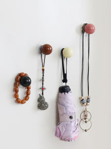 ตะขอเซรามิก ตะขอติดผนังแบบมีกาวเหนียวแน่น ไม่ต้องเจาะ ตะขอแขวนหมวก ร่ม สำหรับห้องน้ำ สไตล์วินเทจ สีครีม ชิ้น