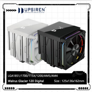 UPSIREN Walrus Glacier 120 Digital Air CPU Cooling Radiator6x6mm heat pipe/TDP 260W/Support LGA1851/1700/115X/AM5/AM4