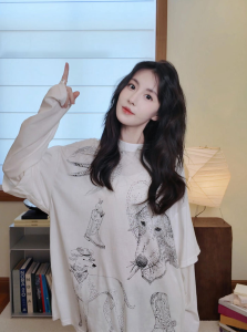 DANTING | Korean Style Beautiful Spring-Ready White Printed Long Sleeves Shirt
