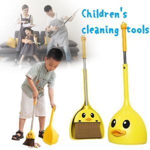 Small Yellow Duck Childrens Broom Dustpan Broom Combo Household Desk Soft Fur Cute Broom Set