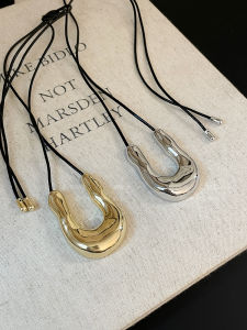 Long U-Shaped Metal Horse Hoof Necklace for Women Fashionable Winter Accessory Advanced Sense Horse Year Pendant Sweater Chain