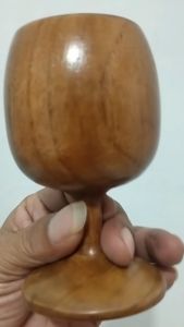 gelas minum model piala dari kayu jati kwalitas premium kapasitas 180 ml