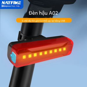 Đèn Hậu Xe Đạp LED Sạc USB NATFIRE 5 Chế Độ Đèn Cảnh Báo An Toàn Cho Mũ Bảo Hiểm Khi Đi Xe Đạp Và Xe Đạp Leo Núi