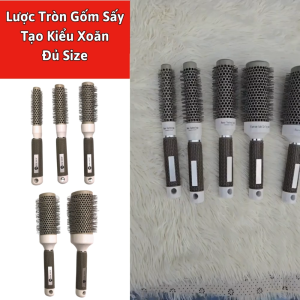 Lược Tròn Gốm Sấy Tạo Kiểu Xoăn Đủ Size Lược Cao Cấp dùng tạo kiểu tóc nhìu size.