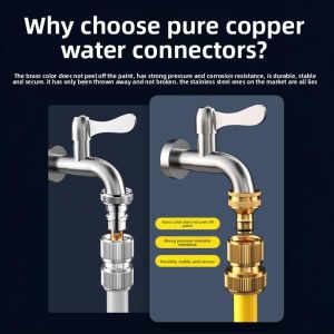MONLEYTA | Universal Faucet Connector Copper Water Pipe Quick Connect Washer Hose Link Up Tap To Water Supply Gun Accessory