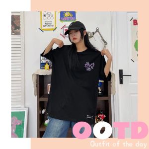 LHMoonlight สินค้ายอดฮิต🔥 เสื้อยืดคอกลมแฟชั่น เสื้อยืดแฟชั่นน่ารัก สกีนลายอวกาศ เนื้อผ้านิ่มเด้ง วัยรุ่น ใส่สบาย