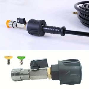 Adjustable Water Flow Adapter - 1/4" Quick Connect 15°25° Nozzles Compatible with Karcher Nilfisk Hoses