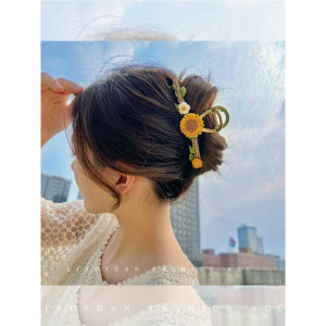 Kẹp Tóc Hình Cá Mập Cỡ Lớn Họa Tiết Hoa Hướng Dương Thiết Kế Cho Nữ Mùa Hè Phong Cách Rừng Cao Cấp Kẹp Tóc Phía Sau Đầu Đẹp