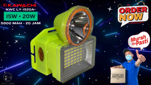 Senter Kepala Kawachi  Dual 15W + 20W Super LED Super Terang LY-1520A+ Powerbank Waterproof Lithium Cas Recas Rechargeable Isi Ulang Tahan Lama 20 Jam 5000 mAh Outdoor Headlight Diving Flash Light Strobo SOS COD Bayar di Tempat Graha Mart